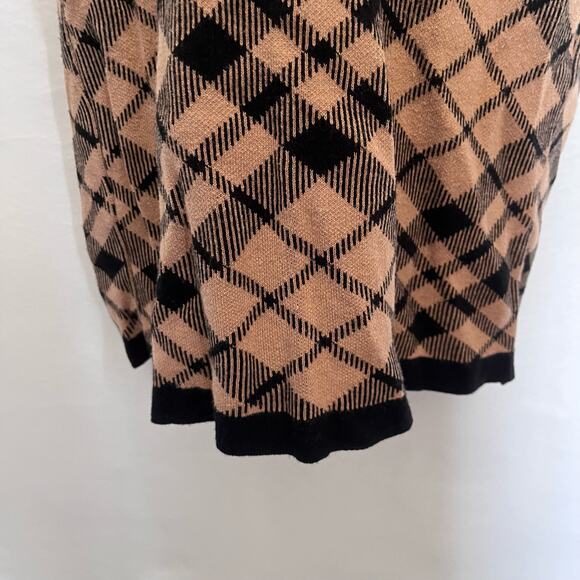 NY&C Knit Dress Sz M Argyle Preppy Dark Academia Plaid Cottagecore Puff Sleeve - Picture 7 of 13